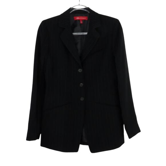 Vintage Anne Klein Black Pinstripe Blazer Formal Corpcore Small - Picture 2 of 6